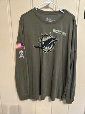 Nike Miami Dolphins Salute to Service Game Issued Green Long-Sleeve Tee